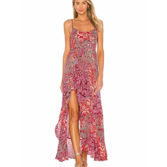 FP Intimately Forever Yours Smocked Slip Dress Red Floral Maxi Dress M - Picture 11 of 11